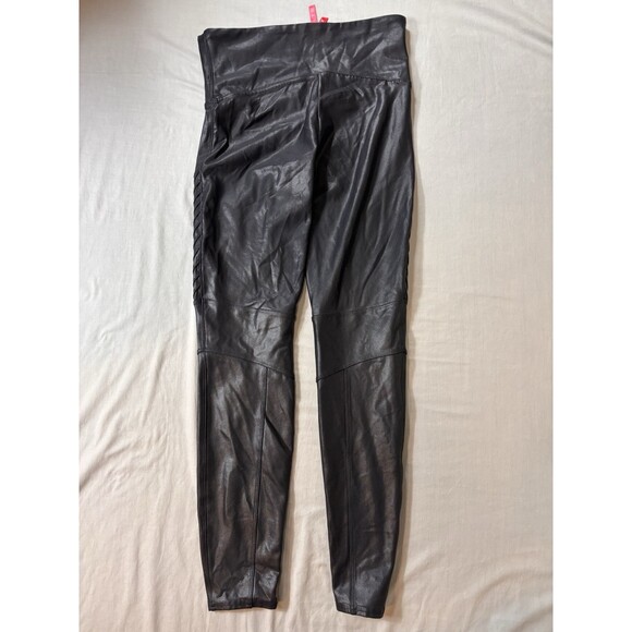 Spanx Pants - Spanx Leggings Large Faux Leather Moto Metallic Contoured Biker Baddie